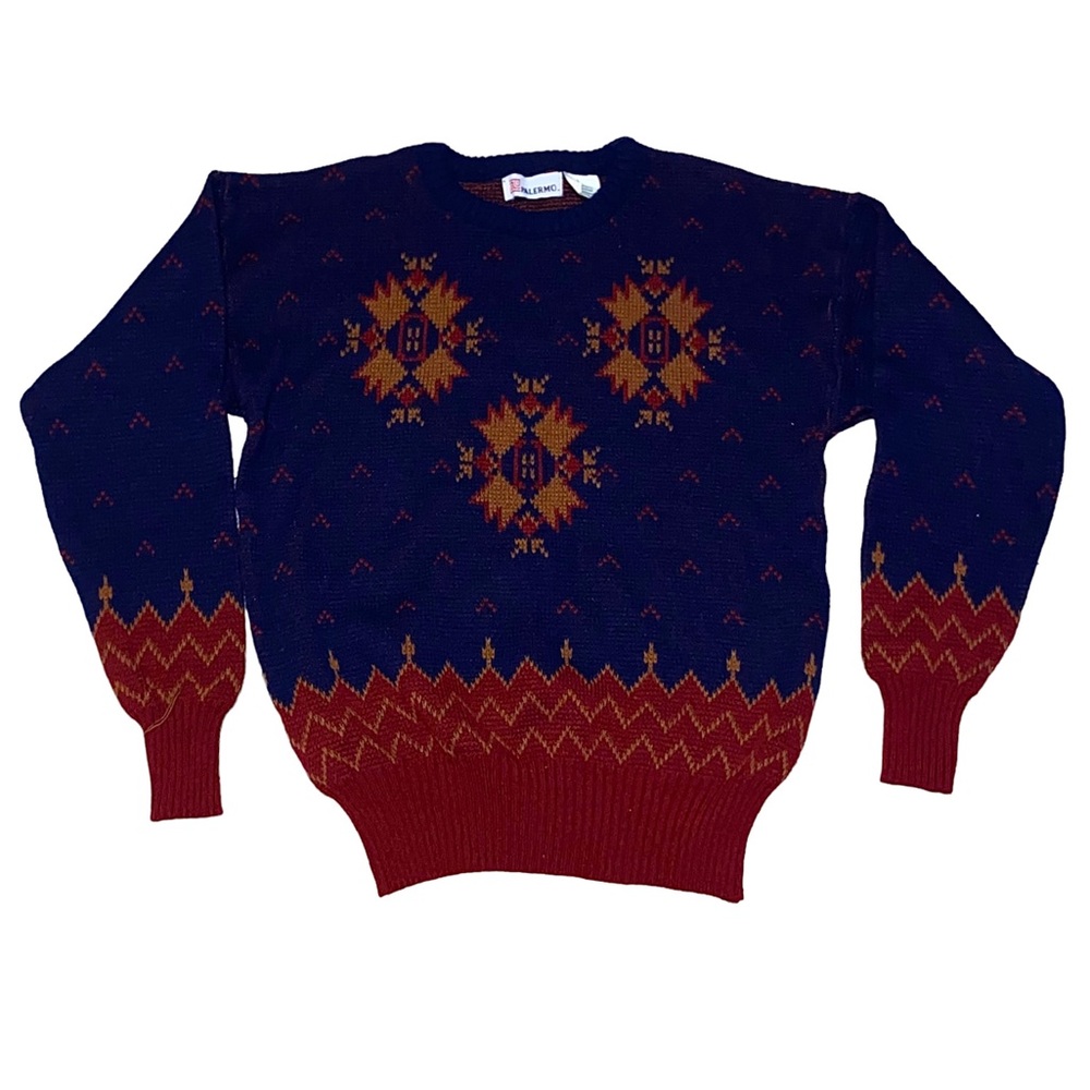 Palermo Vintage Graphic Slouchy Cosby Type Sweater Size Large